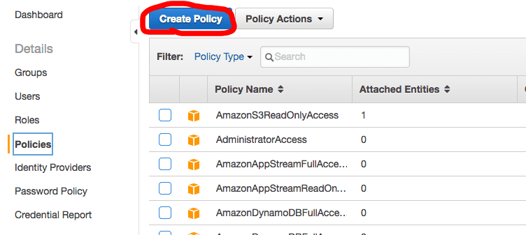 Amazon S3 Policy Generator  の在り処: IAMのポリシーを選択